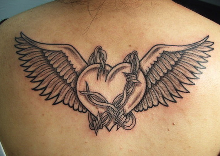 Winged Heart Tattoos on back