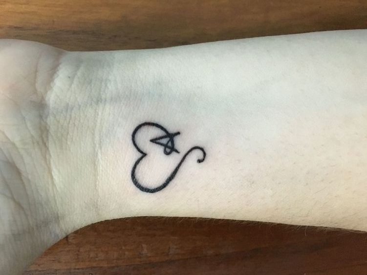 heart initials tattoo