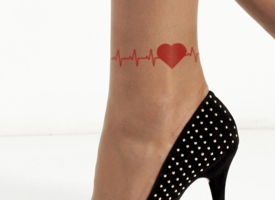 heartbeat symbol tattoo on ankle