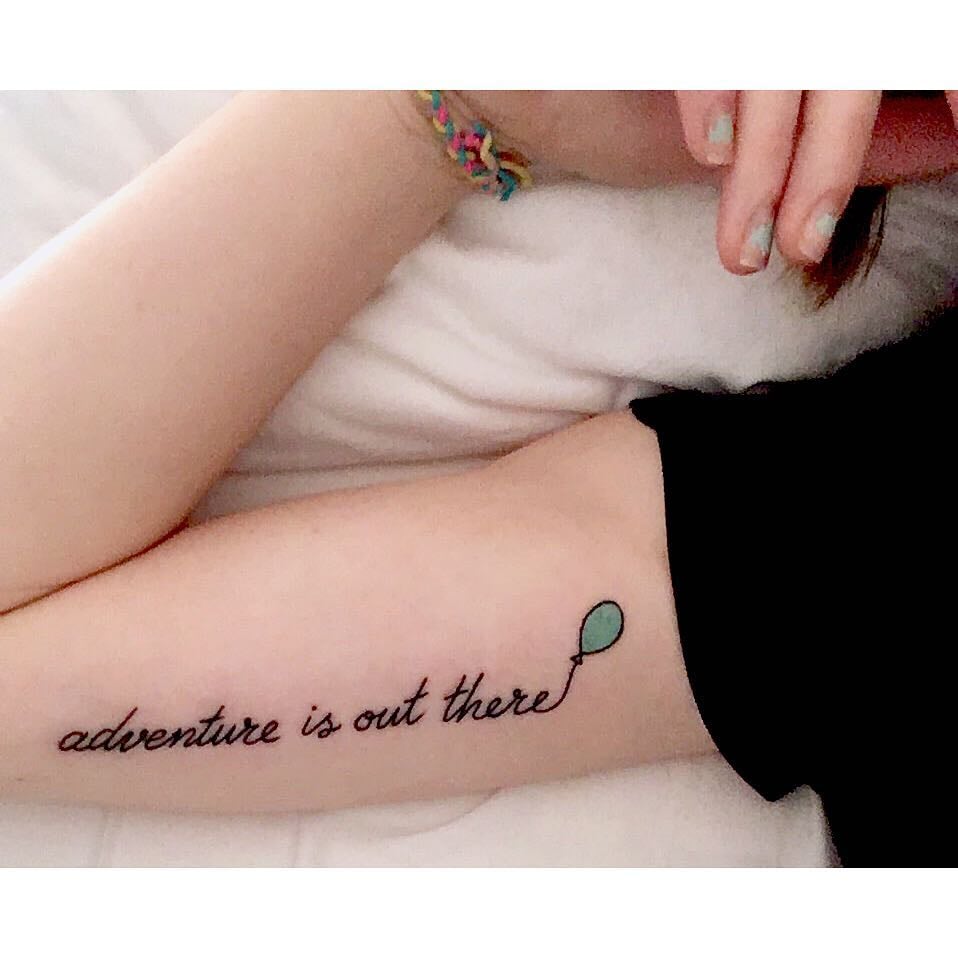 %E2%80%9CAdventure is out there%E2%80%9D Tattoo on Inner Bicep 51