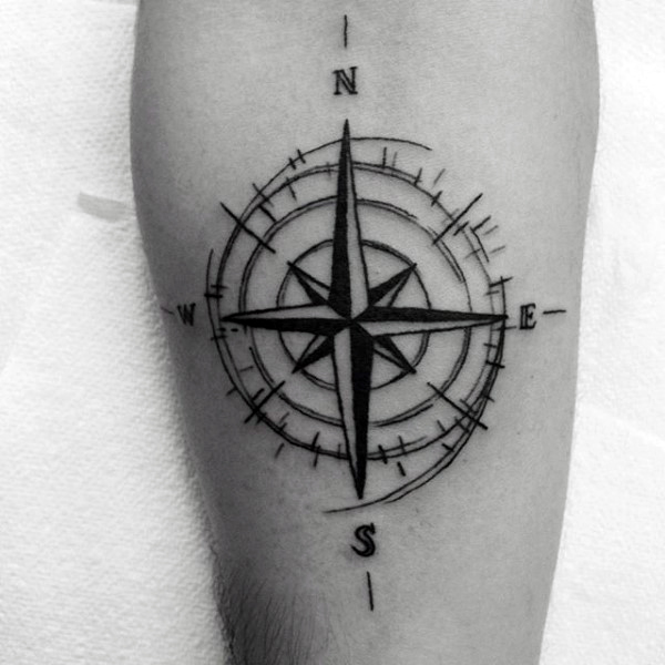 Black ink compass tato