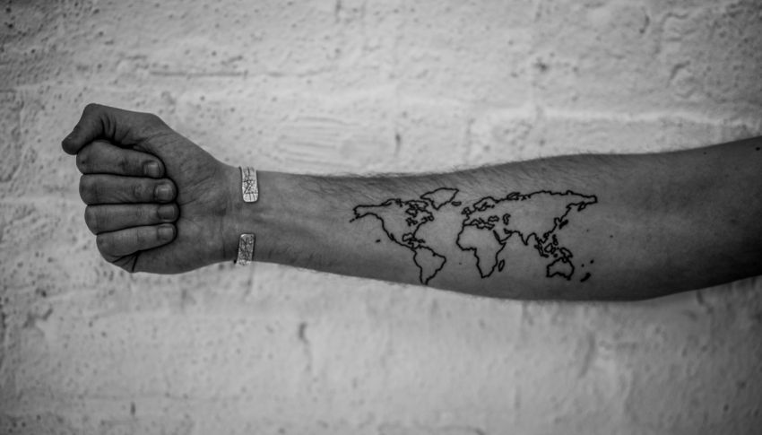 Outline World map tattoo