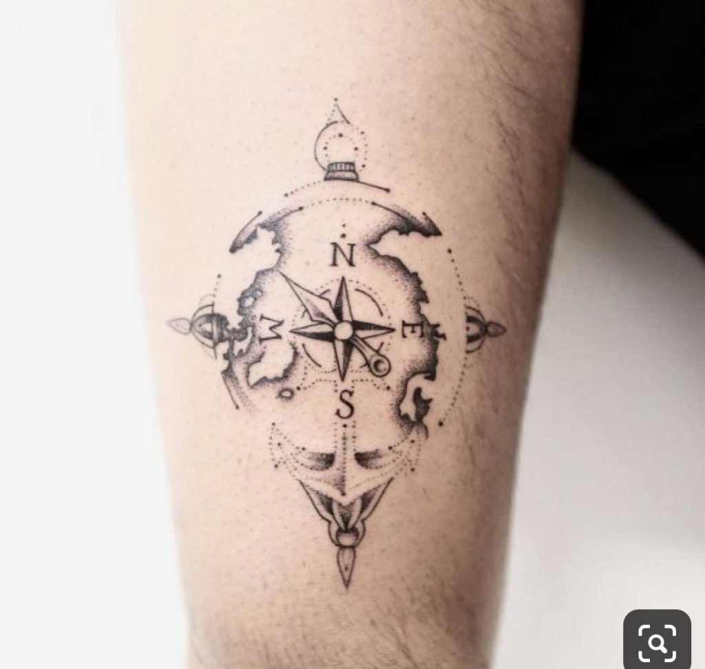 Compass Tattoo With World Map