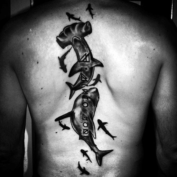 Cool mens shark spine tattoo design