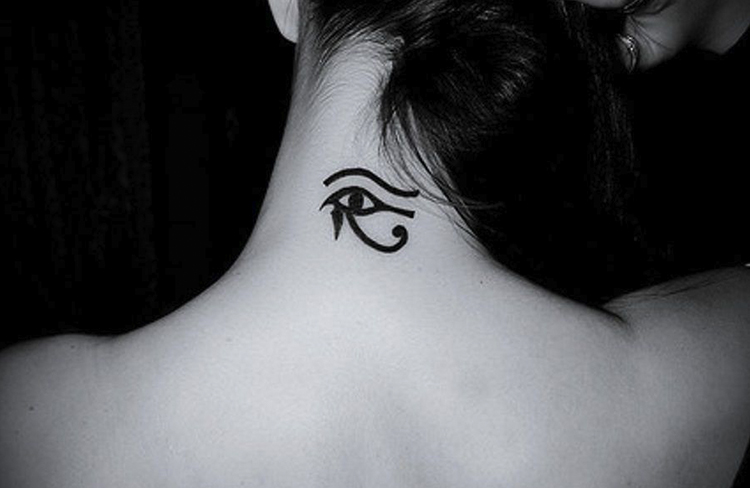 Eye of Ra Egyptian tattoo on nape