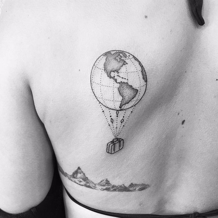 Globe Parachute with Luggage tattoo 14