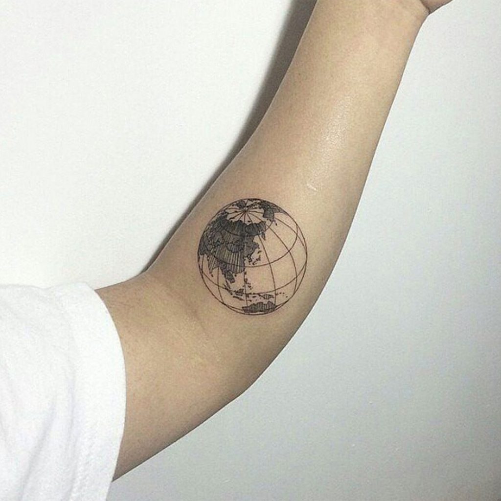 Globe Arm tattoo 