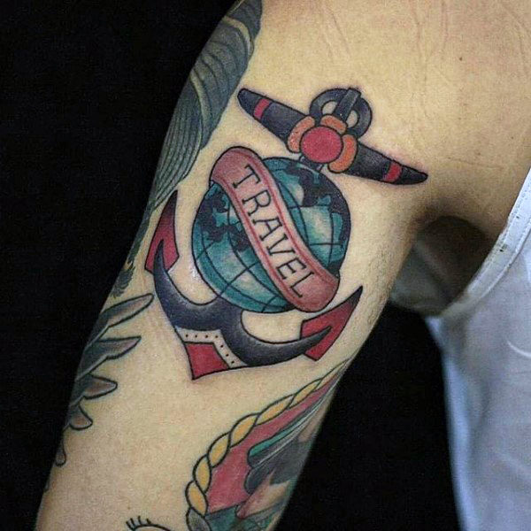 Globe with Anchor Travel Tattoo