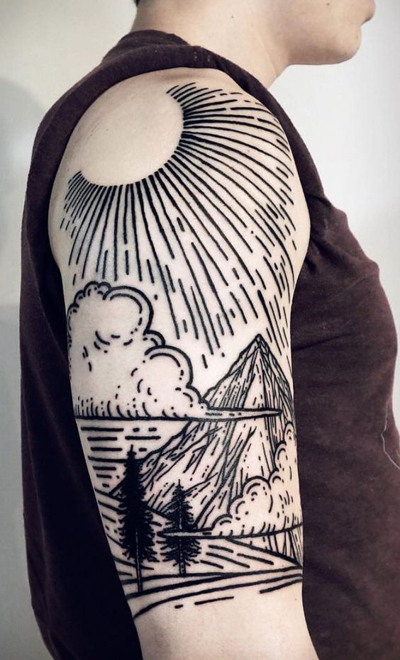 travel tattoo shoulder