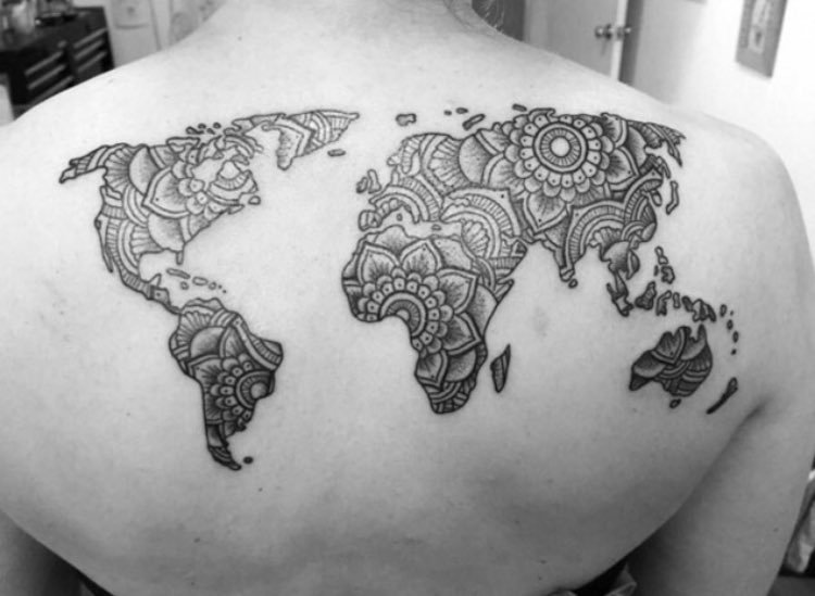 Mandala World Map Tattoo