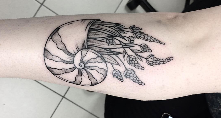 Shell Flower Floral Tattoo
