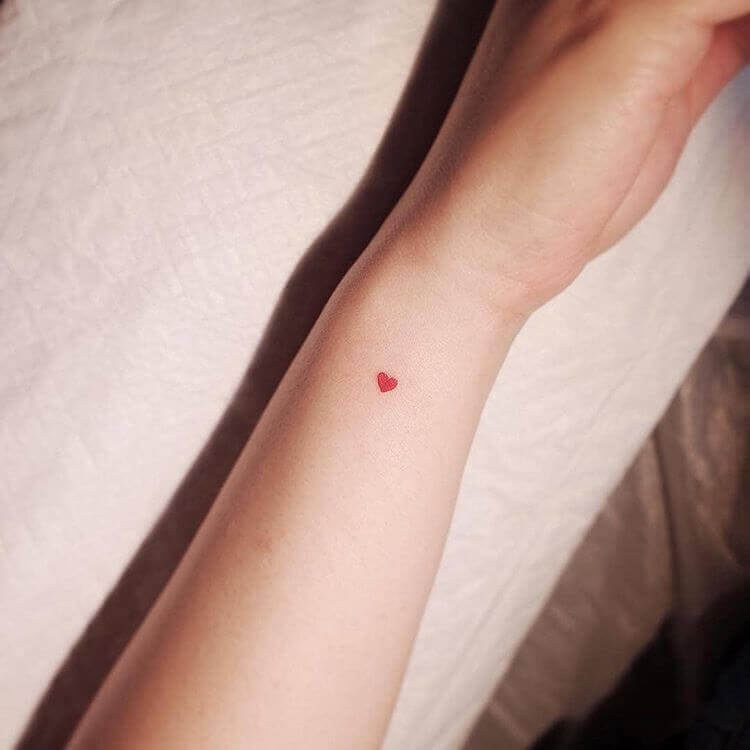 Small Red Heart Tattoo designs on wrist