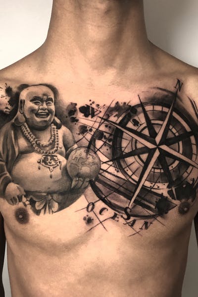 travel tattoo shoulder