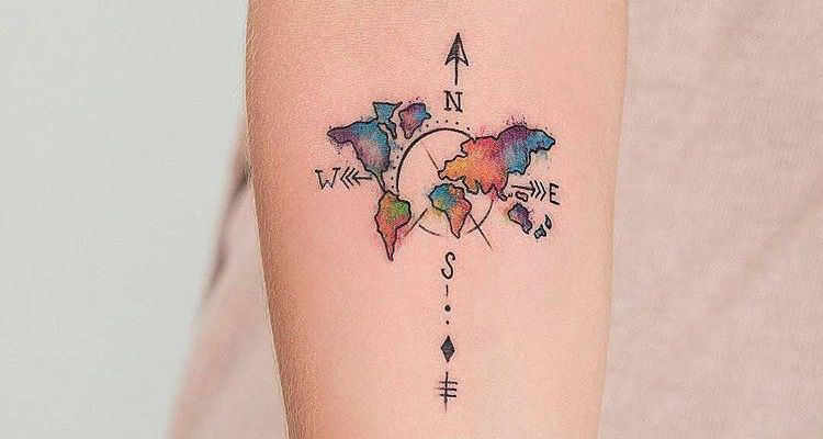 travel tattoo arm