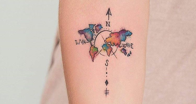 Tattoo tagged with: small, tiny, world map, travel, ankle, map, ifttt,  little, rivertattooist, illustrative | inked-app.com