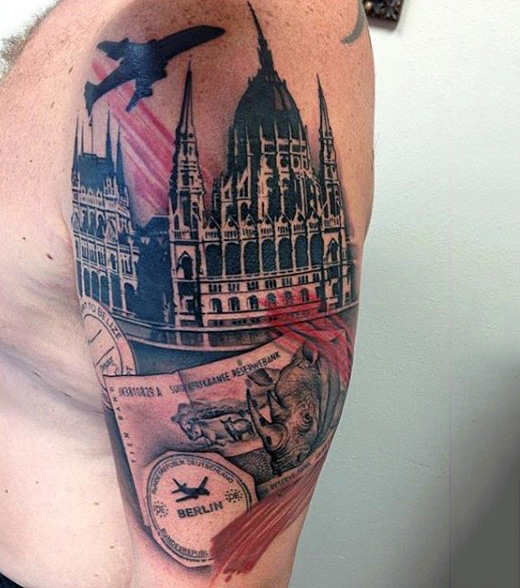 travel tattoo leg sleeve