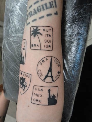 travel tattoo shoulder