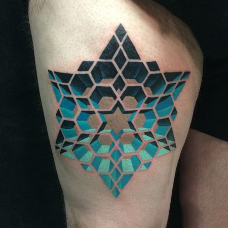 Side Lettering Star 3d Tattoo by Fat Foogo