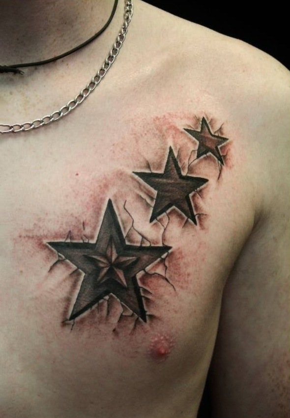 40 3D Star Tattoo Designs For Men  Cool Ink Ideas  Star tattoo designs 3d  star tattoo Star tattoos