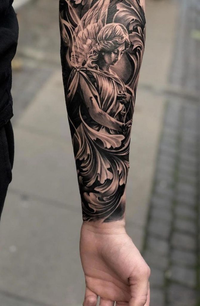 angel half sleeve tattoos