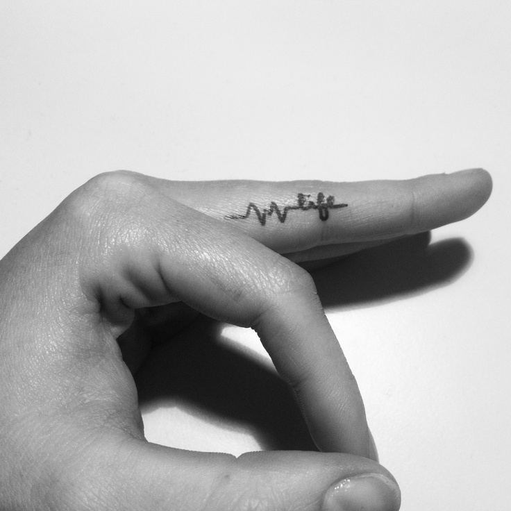 Heartbeats finger tattoos