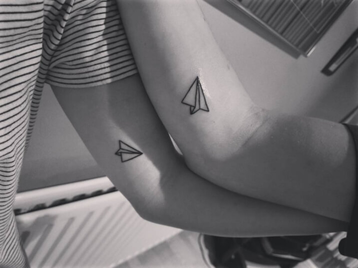 Matching Paper Airplane Tattoo Designs