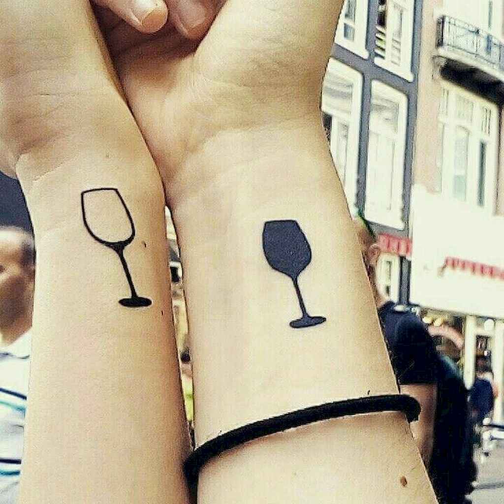 Matching Wine Glass Tattoo ideas on wrist