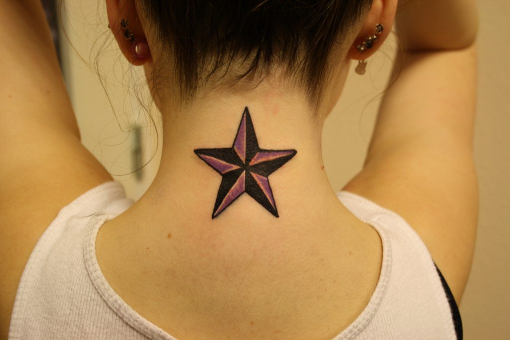 Nautical Star Tattoo Designs on nape