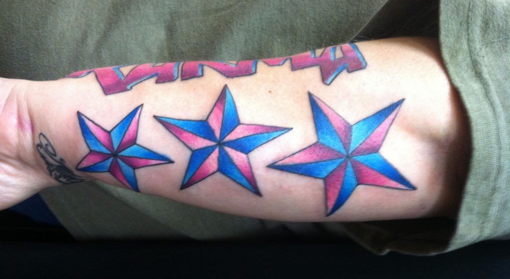 Nautical Star Tattoo on sleeves