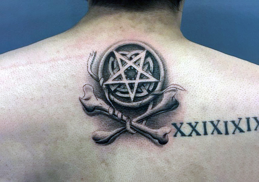 Pentagram Back Star Tattoo Designs