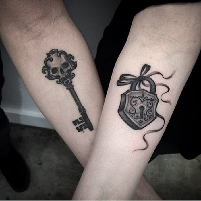 Key and Lock Matching Tattoo