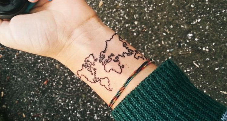 country map on your hand tattoo