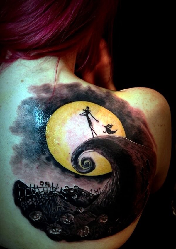 nightmare before christmas tattoos on back