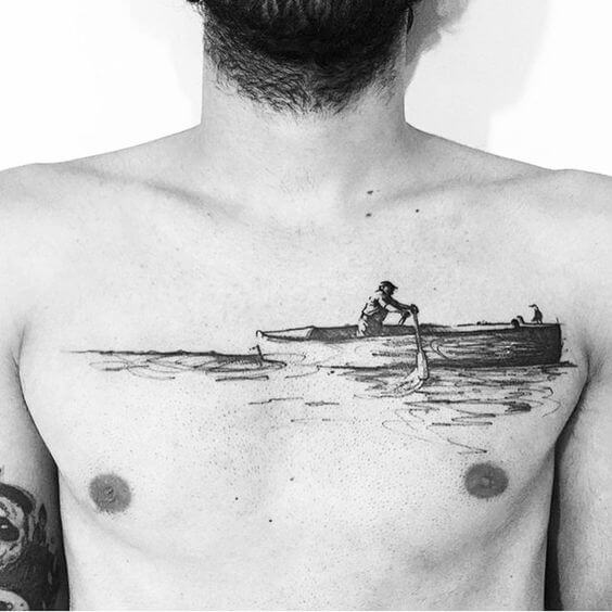 Boat tattoo images on chest