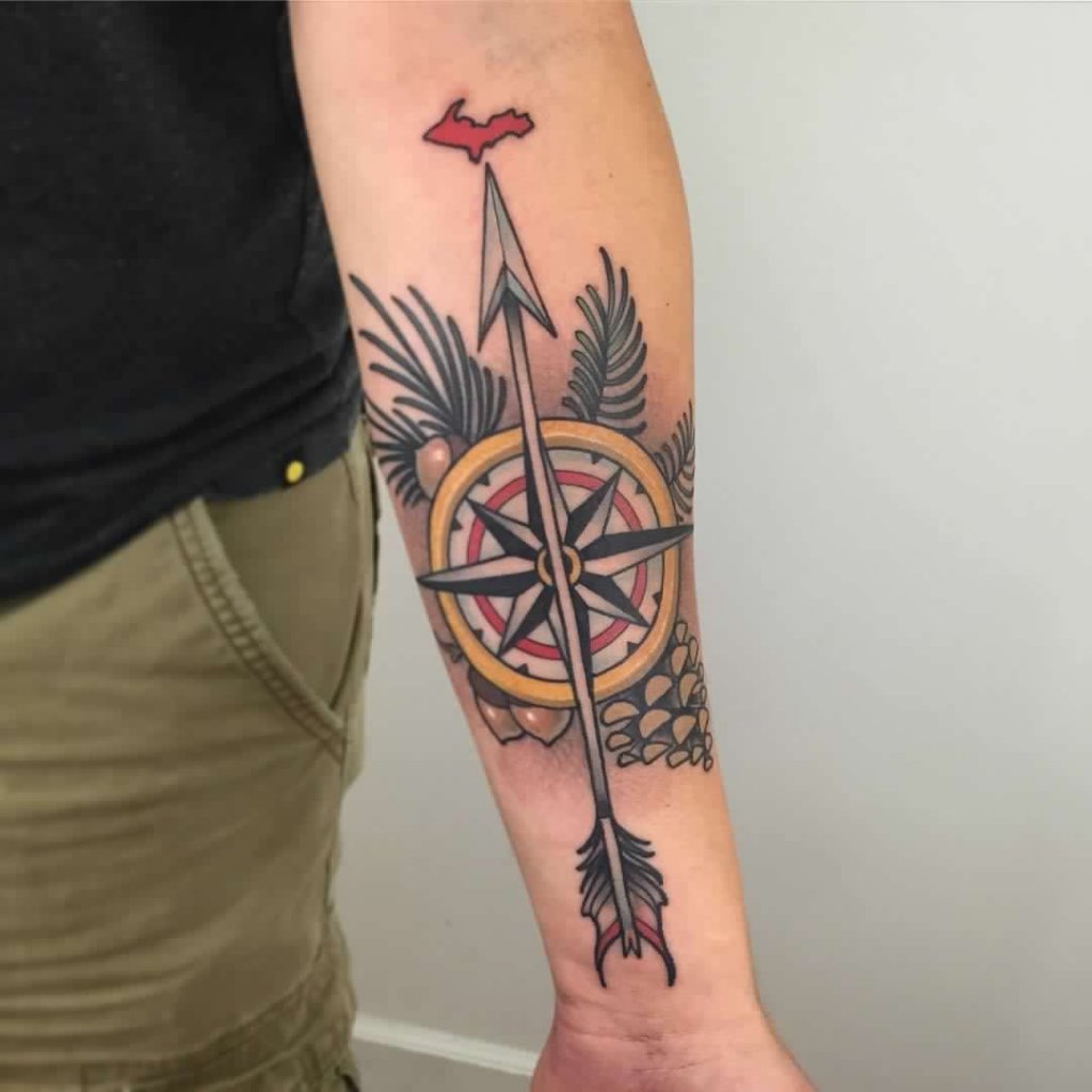 Compass And Arrow Tattoo