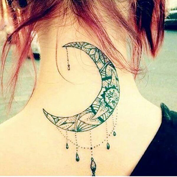 Crescending Moon Tattoo Ideas on nape