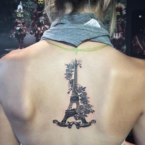 Eiffel Tower Tattoo on back