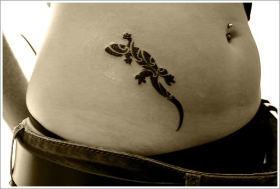 Lizard Tattoo on belly 