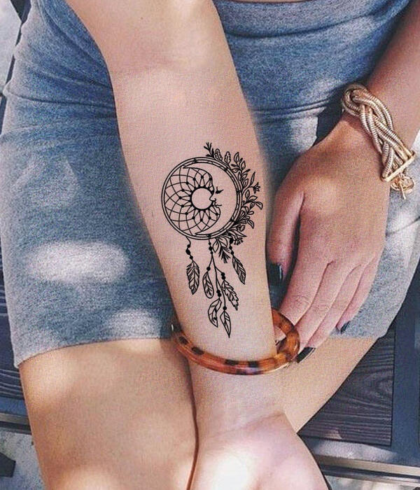 A Dream catcher Hand Tattoo for Girls ideas - Simple Hand Tattoo Ideas For Girls