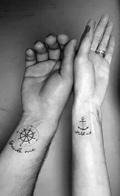 Anchor and Compass Couple Tatto