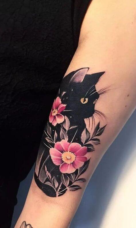 Black cat tattoo ink