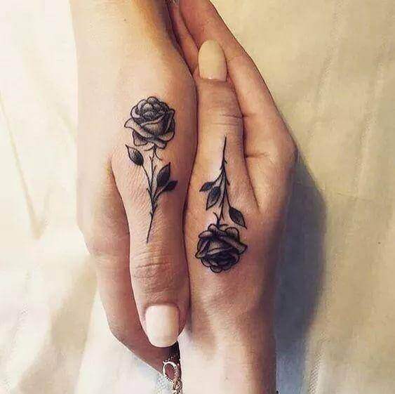 Black rose tattoo pic for couples