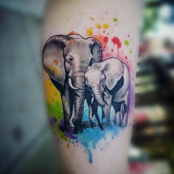 Colorful Elephant tattoo on arm