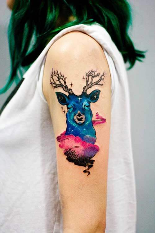 Deer watercolor Tattoos