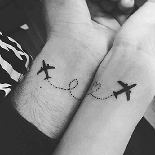 Heart with Airplane Tattoo ideas for couple