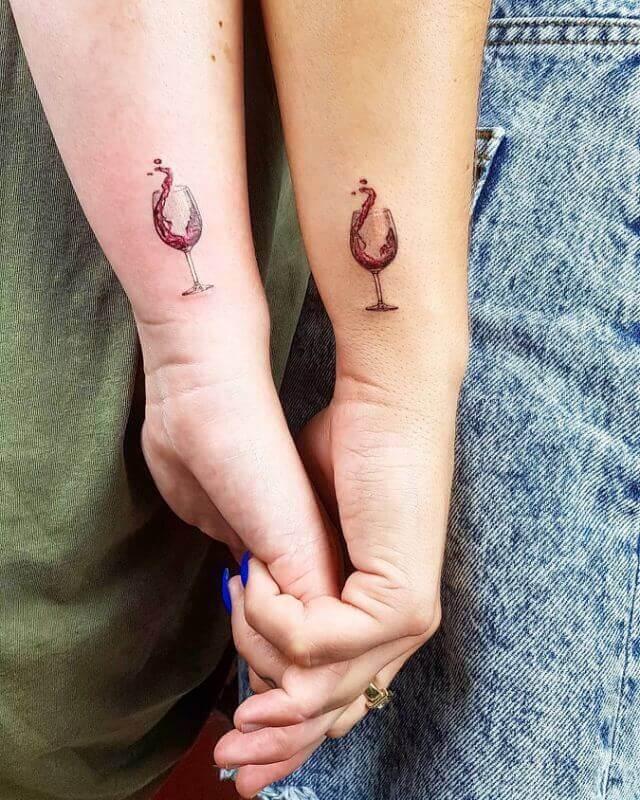 Matching Wine Glass Tattoo