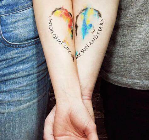 Split Heart with Quote Tattoo