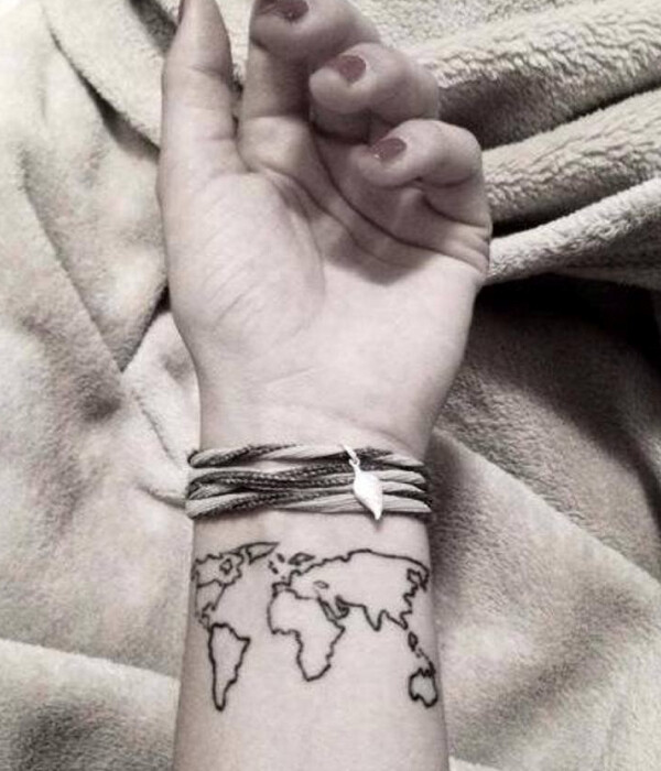 World Map Hand Tattoo ideas - Simple Hand Tattoo Ideas For Girls