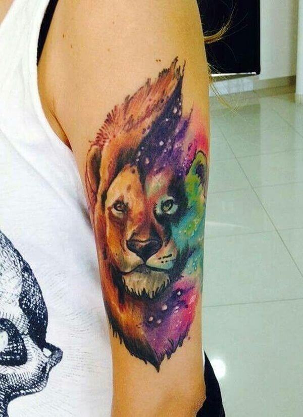 colorful Lion tattoo design