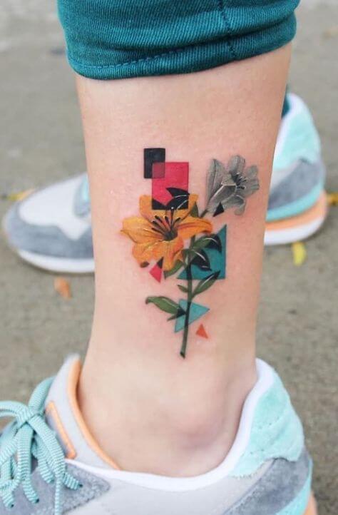 colorful flower tattoo ideas